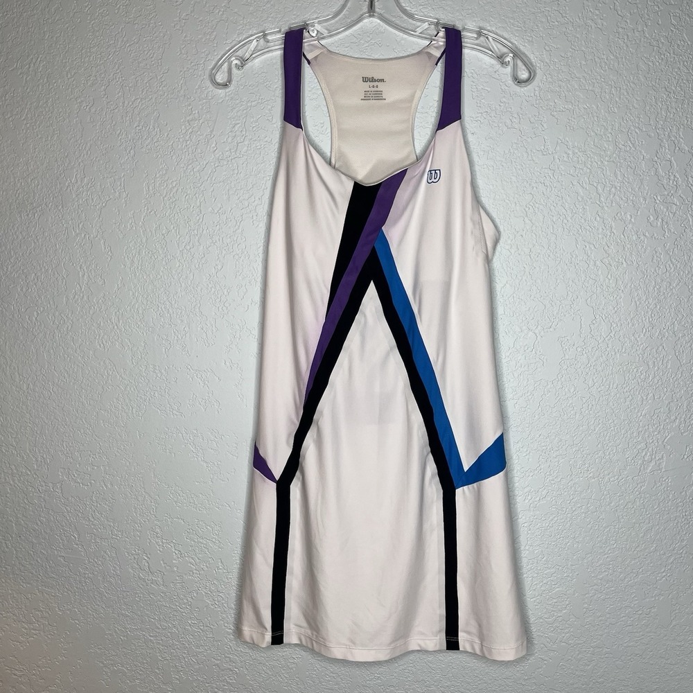 Wilson Tennis Dress Women's L White Pickleball *some purple bleeding*